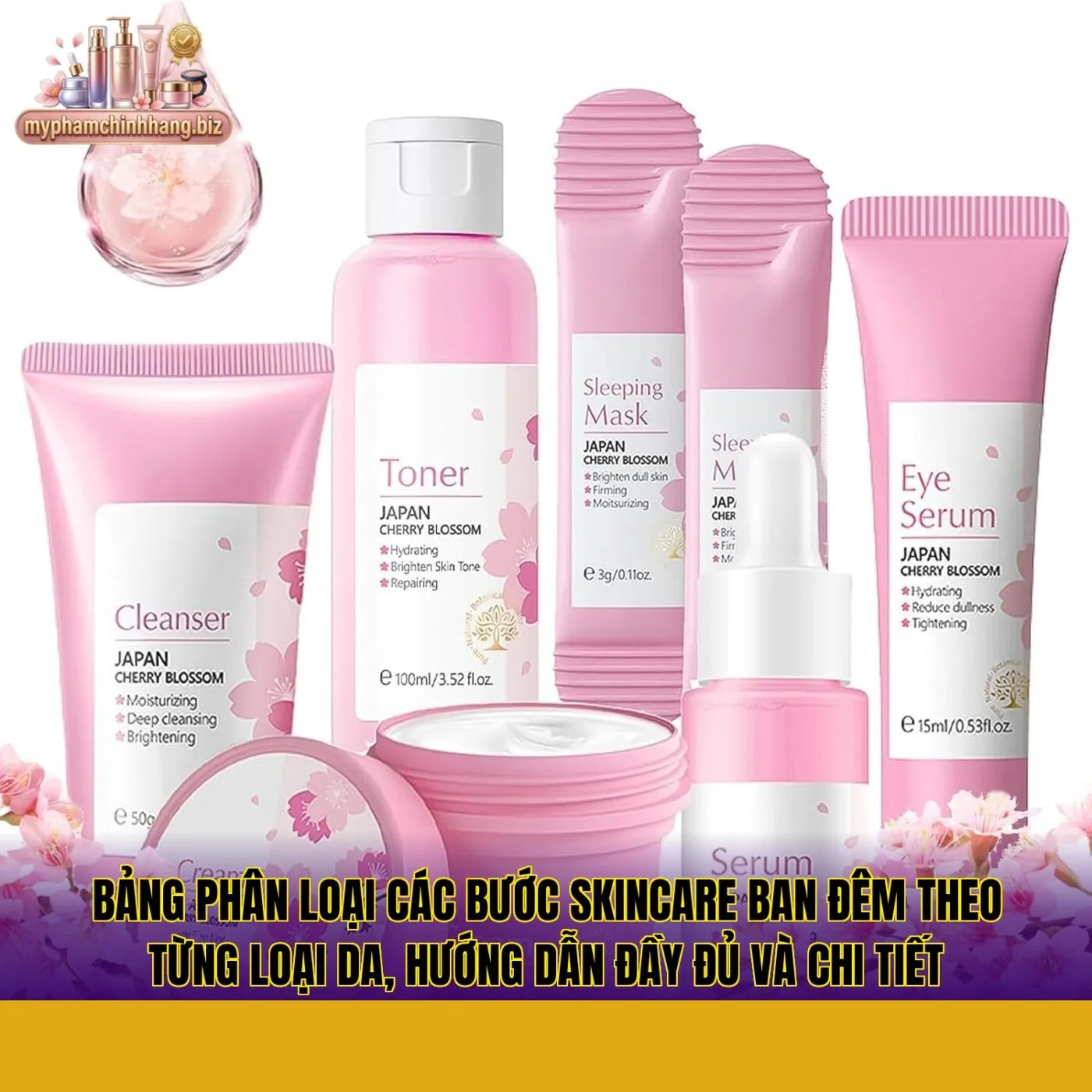 Bảng phân loại các bước skincare ban đêm theo từng loại da, hướng dẫn đầy đủ và chi tiết