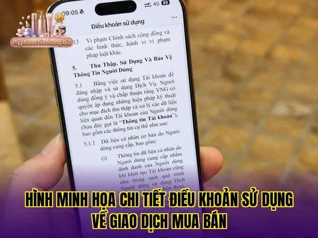 Hình minh họa chi tiết điều khoản sử dụng về giao dịch mua bán