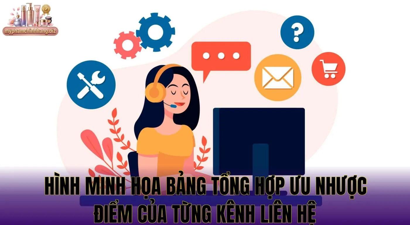 Hình minh họa bảng tổng hợp ưu nhược điểm của từng kênh liên hệ