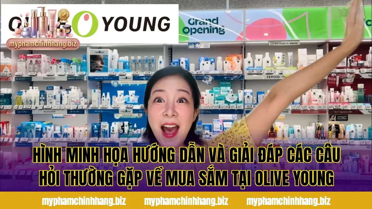 Hình minh họa hướng dẫn và giải đáp các câu hỏi thường gặp về mua sắm tại Olive Young