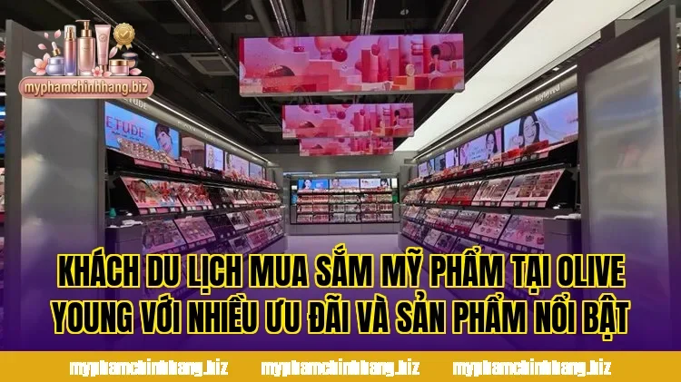 Khách du lịch mua sắm mỹ phẩm tại Olive Young với nhiều ưu đãi và sản phẩm nổi bật
